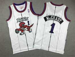 Youth Toronto Raptors #1 Tracy McGrady White Throwback Authentic Stitched NBA jersey
