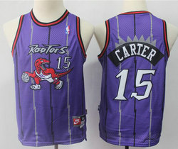 Youth Toronto Raptors #15 Vince Carter Purple Throwback Authentic Stitched NBA jerseys