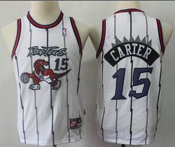 Youth Toronto Raptors #15 Vince Carter White Throwback Authentic Stitched NBA jerseys
