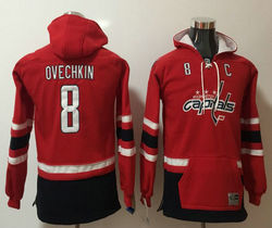 Youth Washington Capitals #8 Alex Ovechkin Red Authentic Stitched Hoodies Hockey