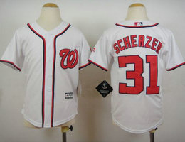Youth Washington Nationals #31 Max Scherzer White New Majestic Authentic Stitched MLB Jersey