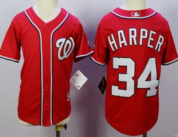 Youth Washington Nationals #34 Bryce Harper Red Authentic Stitched MLB Jersey