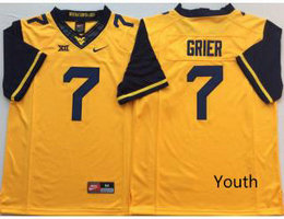 Youth West Virginia Mountaineers #7 Will Grier Yellow Limited Football Jersey