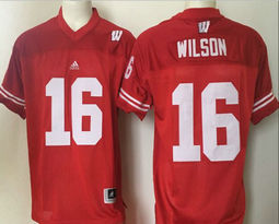 Youth Wisconsin Badgers #16 Russell Wilson Red Authentic Stitched College Football Jersey