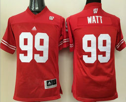 Youth Wisconsin Badgers #99 J.J. Watt Red Authentic Stitched College Football Jersey