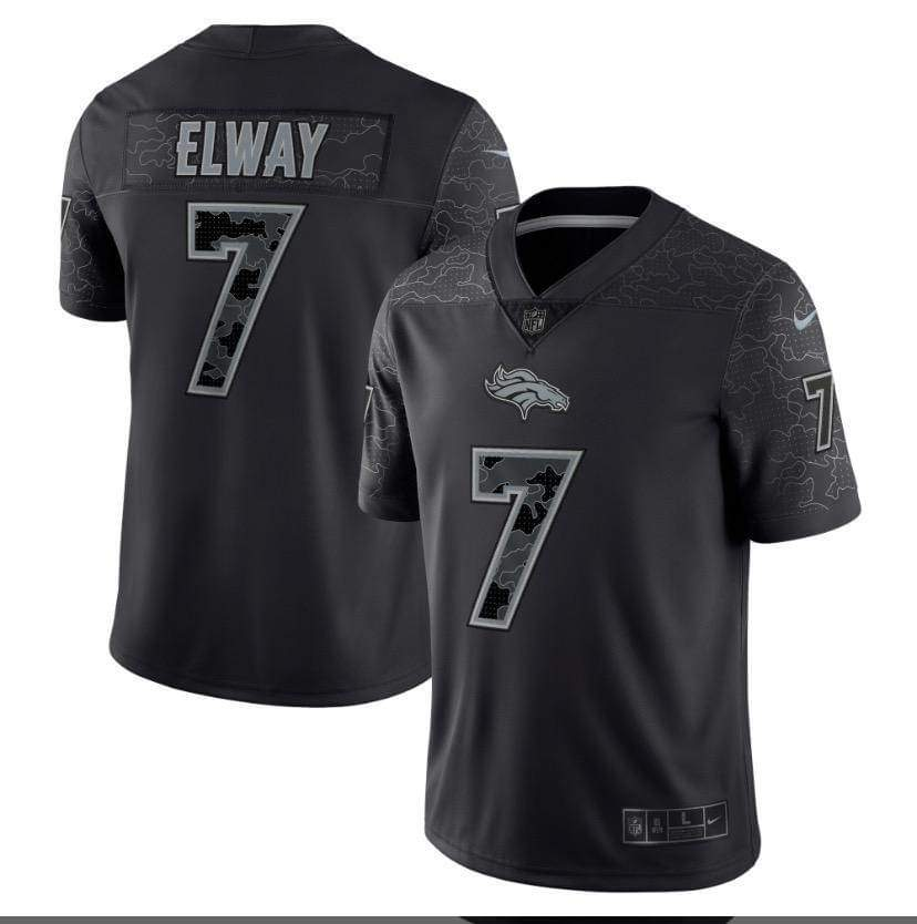 nike Denver Broncos #7 John Elway Black Reflective Authentic Stitched NFL Jersey