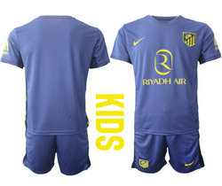 kids 2025-26 Atlético de Madrid Blank away Soccer Club Jersey