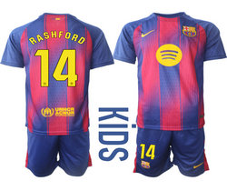 kids 2025-26 Barcelona #14 RASHFORD home Soccer Club Jersey