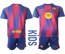 kids 2025-26 Barcelona Blank home Soccer Club Jersey