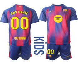 kids 2025-26 Barcelona any name home Soccer Club Jersey