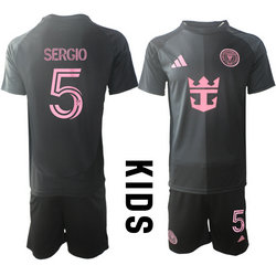 kids 2025-26 Inter Miami CF #5 SERGIO away Soccer Club Jersey
