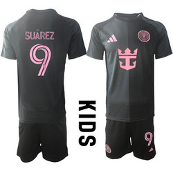 kids 2025-26 Inter Miami CF #9 SUAREZ away Soccer Club Jersey