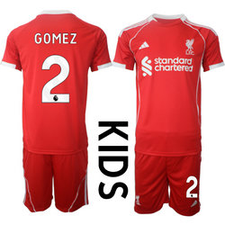 kids 2025-26 Liverpool #2 GOMEZ home Soccer Club Jersey