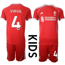 kids 2025-26 Liverpool #4 VIGIL home Soccer Club Jersey