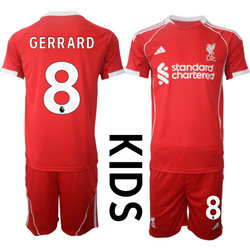 kids 2025-26 Liverpool #8 GERRARD home Soccer Club Jersey