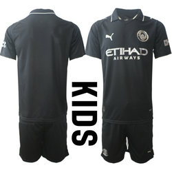kids 2025-26 Manchester City Blank Away Soccer Club Jersey