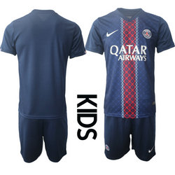 kids 2025-26 Paris Saint-Germain Blank Black Home Soccer Club Jersey