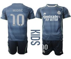 kids 2025-26 Real Madrid #10 MODRIC Away Soccer Club Jersey