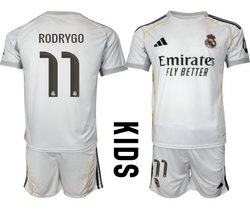 kids 2025-26 Real Madrid #11 RODRYGO home Soccer Club Jersey