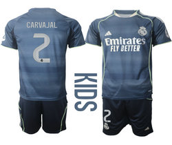 kids 2025-26 Real Madrid #2 CARVAJAL Away Soccer Club Jersey