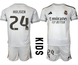 kids 2025-26 Real Madrid #24 HUIJSEN home Soccer Club Jersey