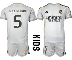 kids 2025-26 Real Madrid #5 BELLINGHAM home Soccer Club Jersey