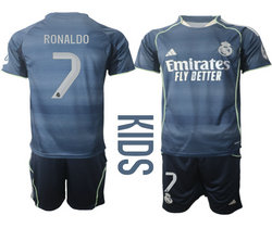 kids 2025-26 Real Madrid #7 RONALDO Away Soccer Club Jersey
