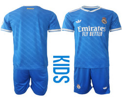 kids 2025-26 Real Madrid Blank Away Soccer Club Jersey