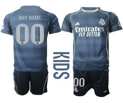 kids 2025-26 Real Madrid any name Away Soccer Club Jersey