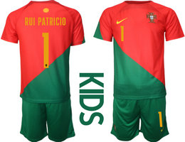 kids Portugal #1 PUI PATRICIO Home goalkeeper soccer jerseys