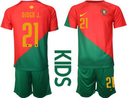kids Portugal #21 DIOGO J. Home goalkeeper soccer jerseys