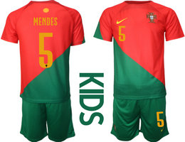 kids Portugal #5 MENDES Home goalkeeper soccer jerseys