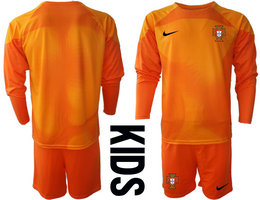 kids Portugal red long sleeve goalkeeper soccer jerseys